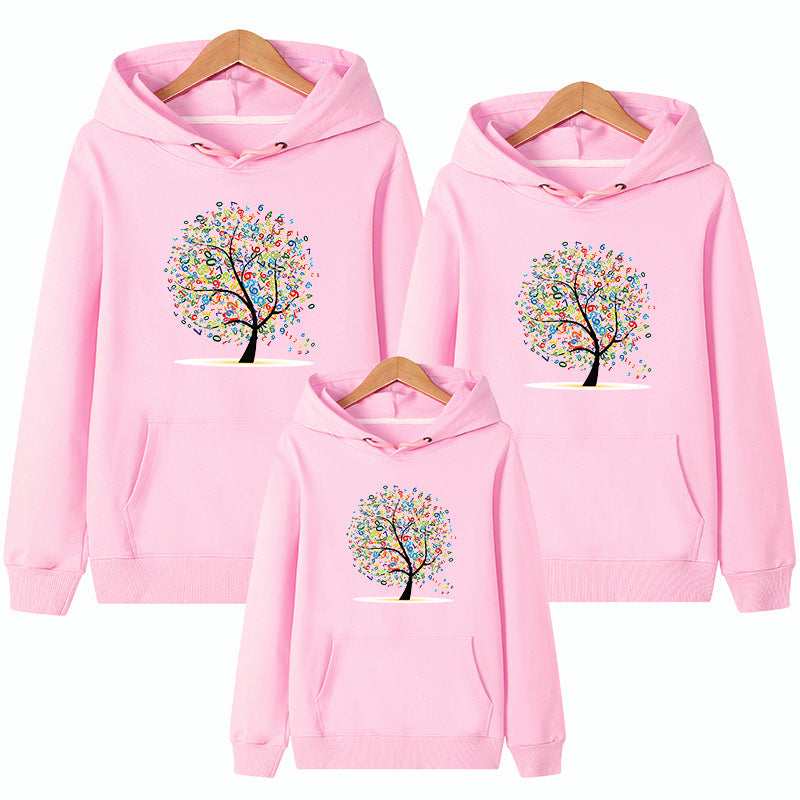 Parent-child Wear A Family Of Three Whole Family Mother And Child Wear Hooded Sweater Coat