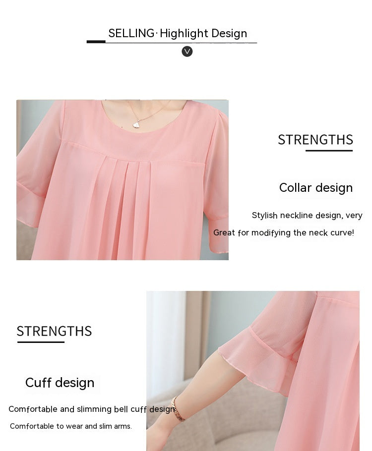 Women's Summer Plus Size Loose Top Chiffon Shirt