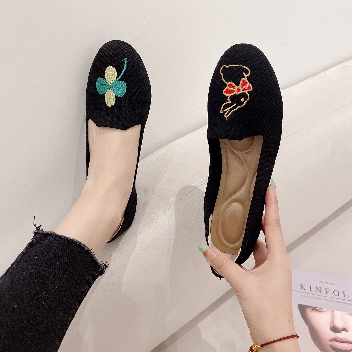 Cute Cartoon Single Shoes Female Casual Round Head