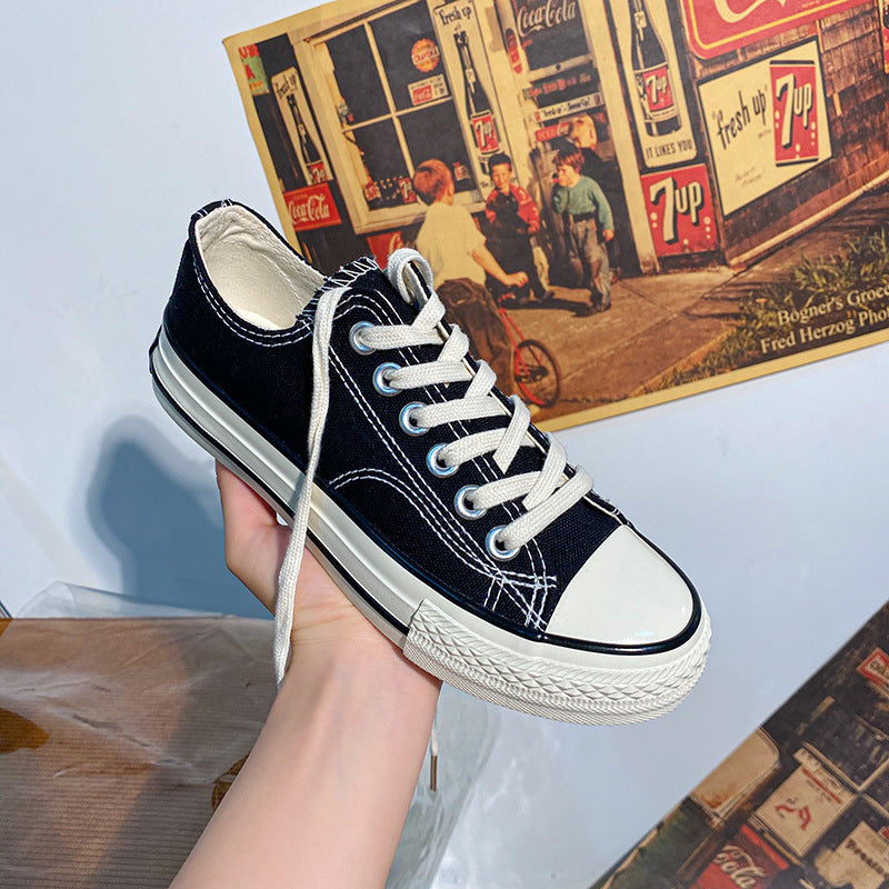 White Low Top 1970s Canvas Shoes Female Students Korean Style Womens Shoes