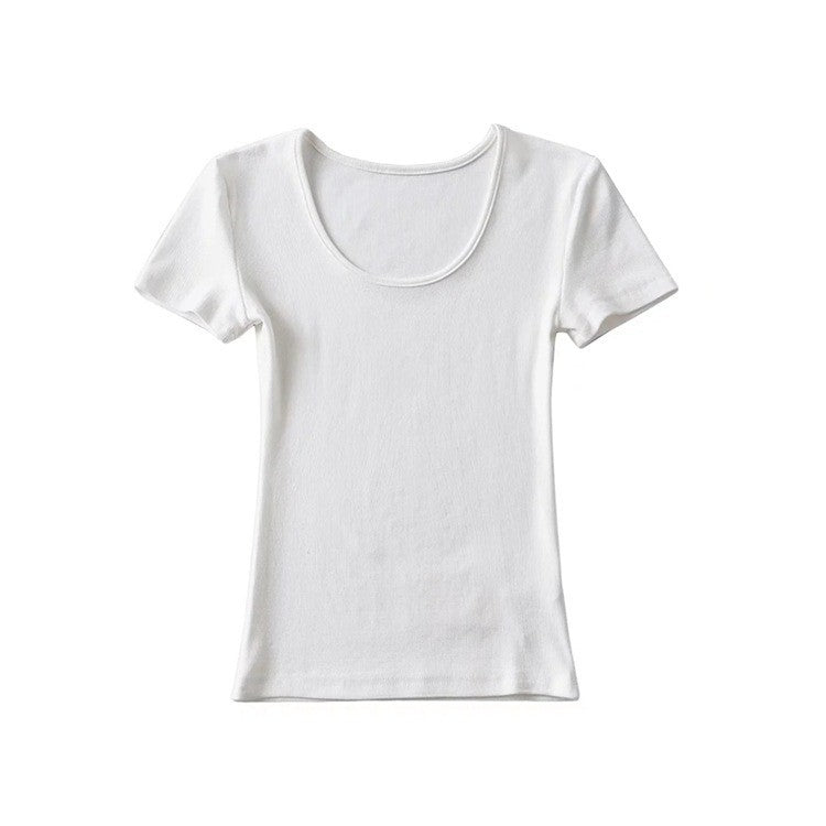 Women's Solid Color Round Neck Pullover Short Sleeve T-shirt