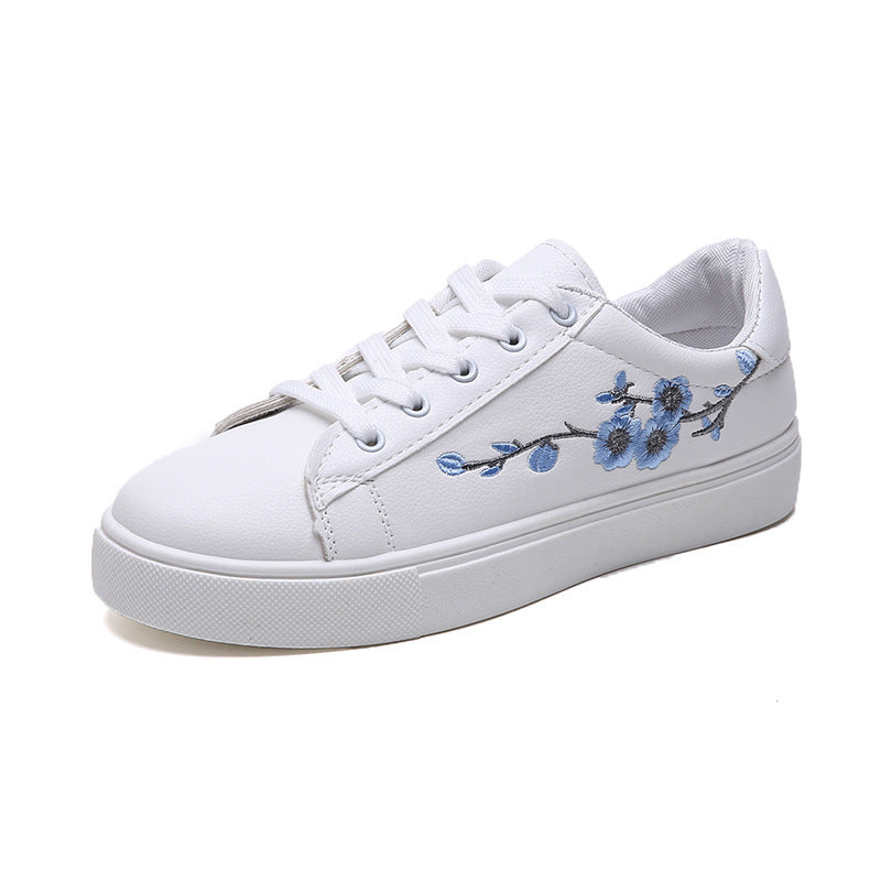 New Street Style Small White Shoes Female Student Embroidered Flat Sneakers