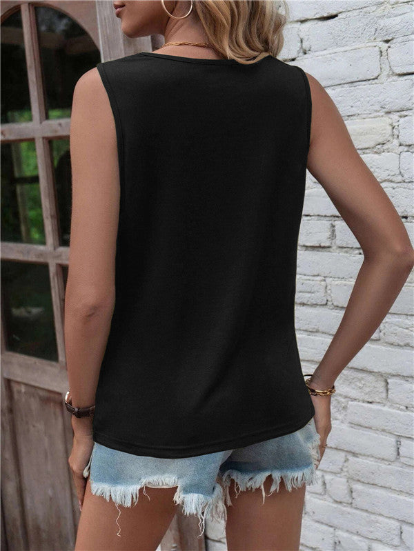 Women's Summer Ripped Twisted Round Neck Vest