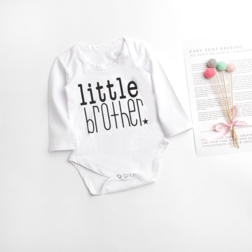 Letter Long-sleeved T-shirt Male Baby Jumpsuit