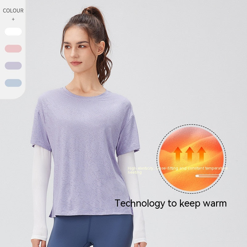 Women's Fake Two-piece Loose Sports Long Sleeve Yoga Wear