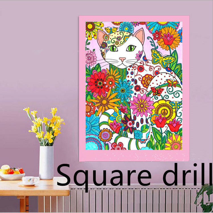 Cross Stitch Cartoon Cat Diamond Poster Diamond Painting