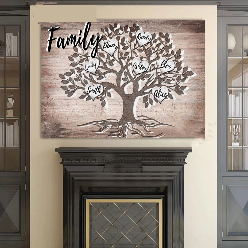 Family Tree Canvas Painting Custom Name Wall Art Poster