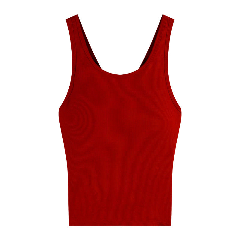 Women's Cross Back Vest With Chest Pad Bra