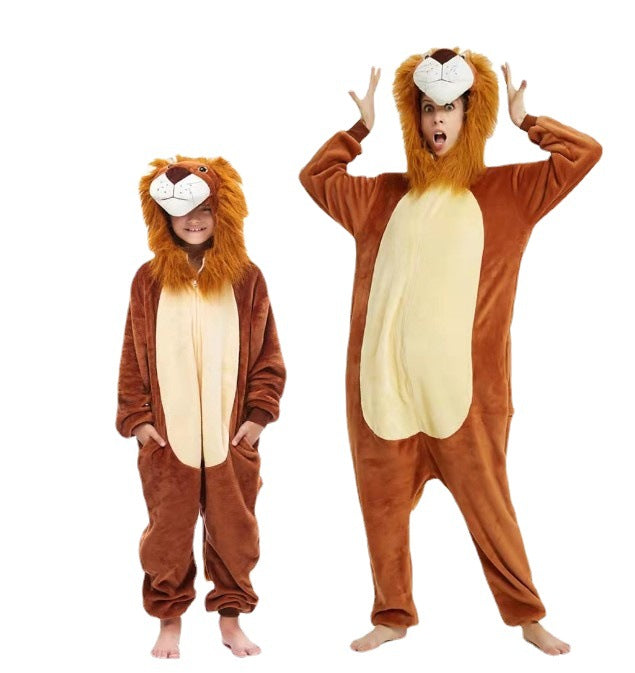 Cartoon Cartoon Lion King Green Triceratops One-piece Pajamas Men And Women Couple Homewear