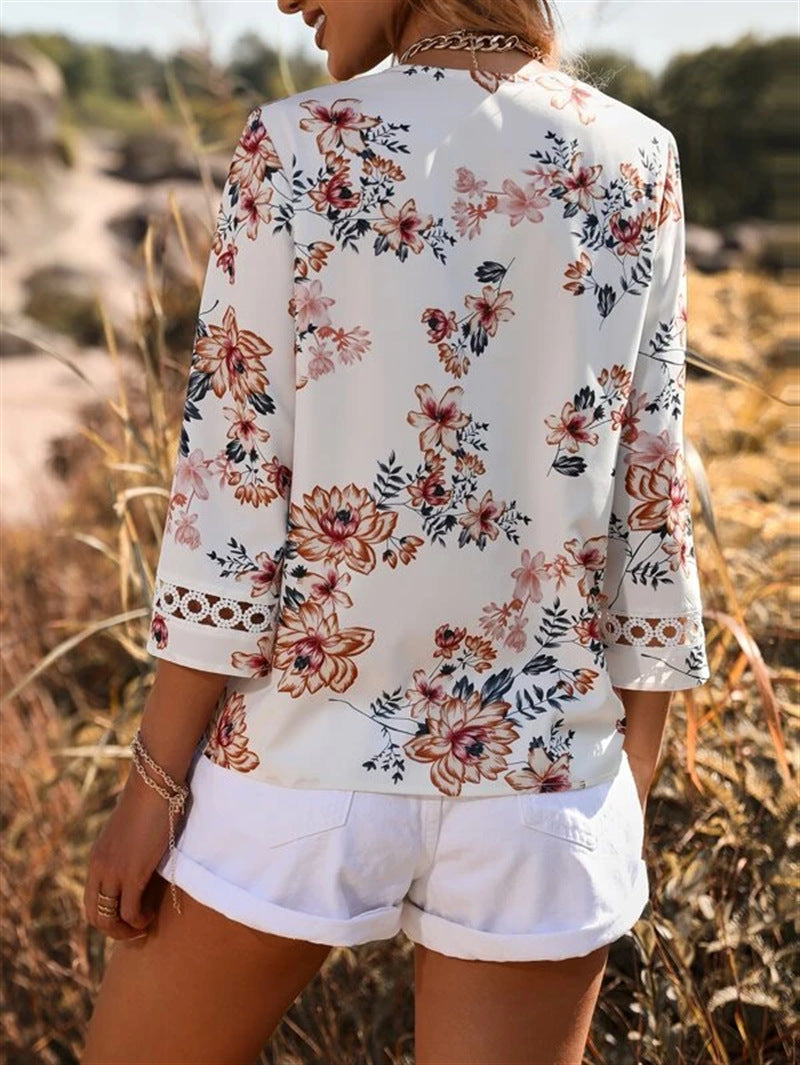 Casual Loose Vneck Shirt Summer