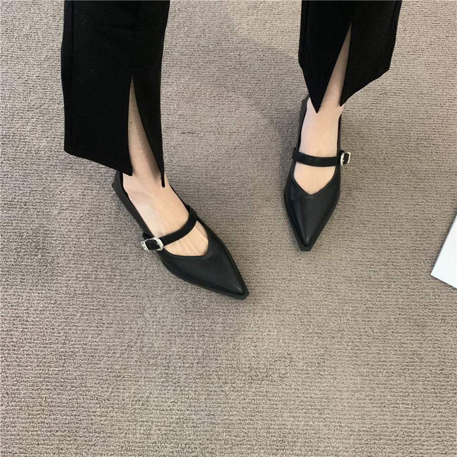 Chunky Heel Ankle-strap Buckle Mary Jane Shoes Female Low Heel Shoes