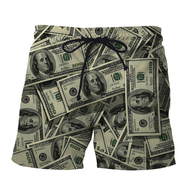 Retro Beach Pants Men's Trendy Coin 3D