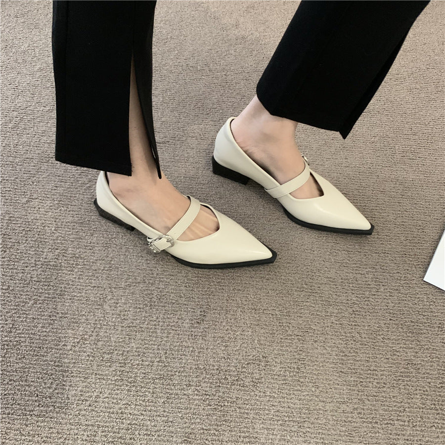 Chunky Heel Ankle-strap Buckle Mary Jane Shoes Female Low Heel Shoes