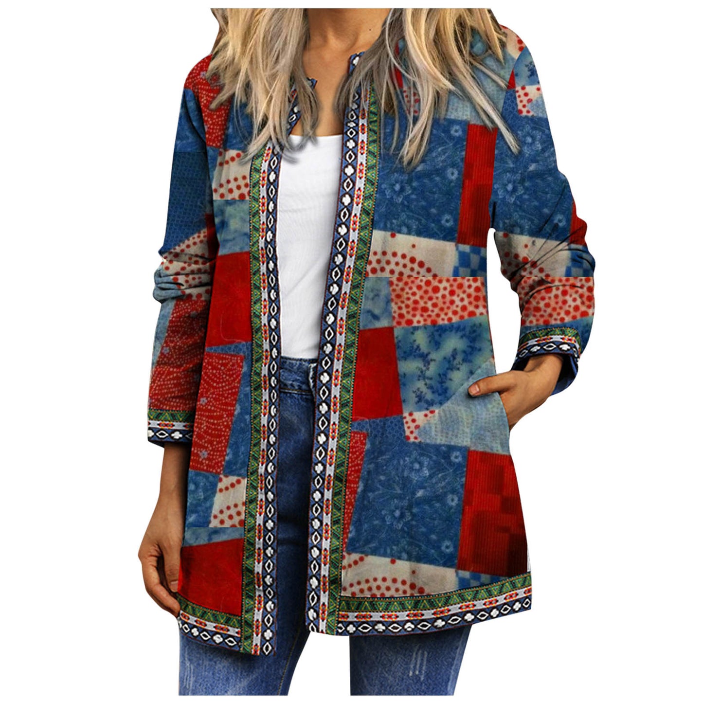 Women's Printed Long-sleeved Coat Cardigan