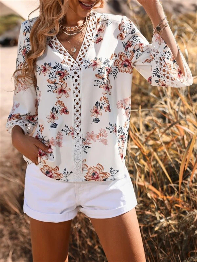 Casual Loose Vneck Shirt Summer