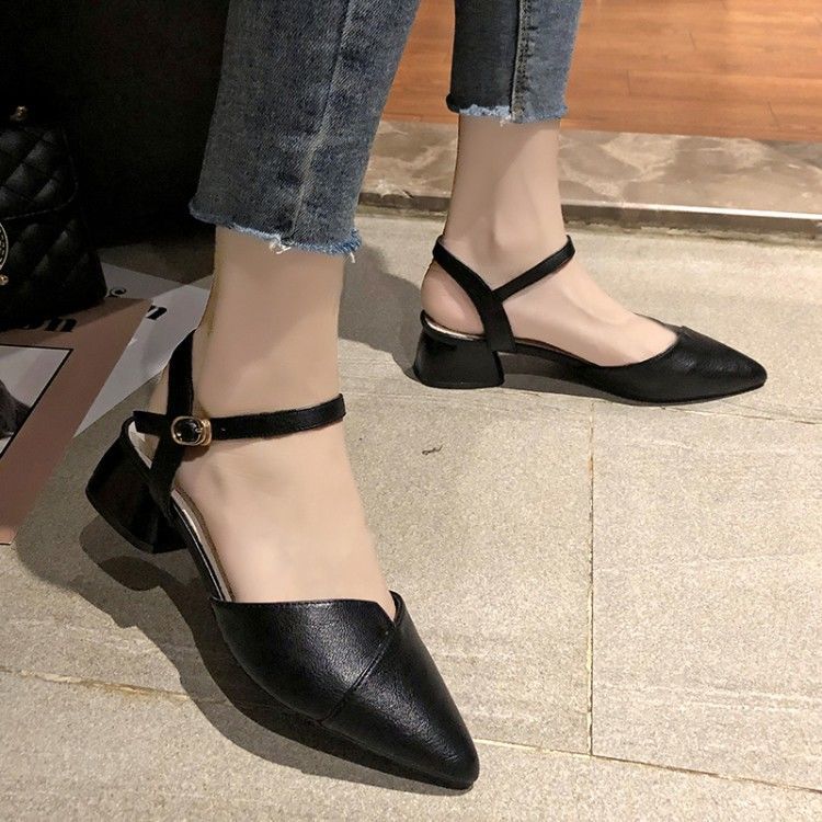 Summer Baotou Sandals Female Fairy Wind Heel Single Shoes Pointed Toe Women's Shoes