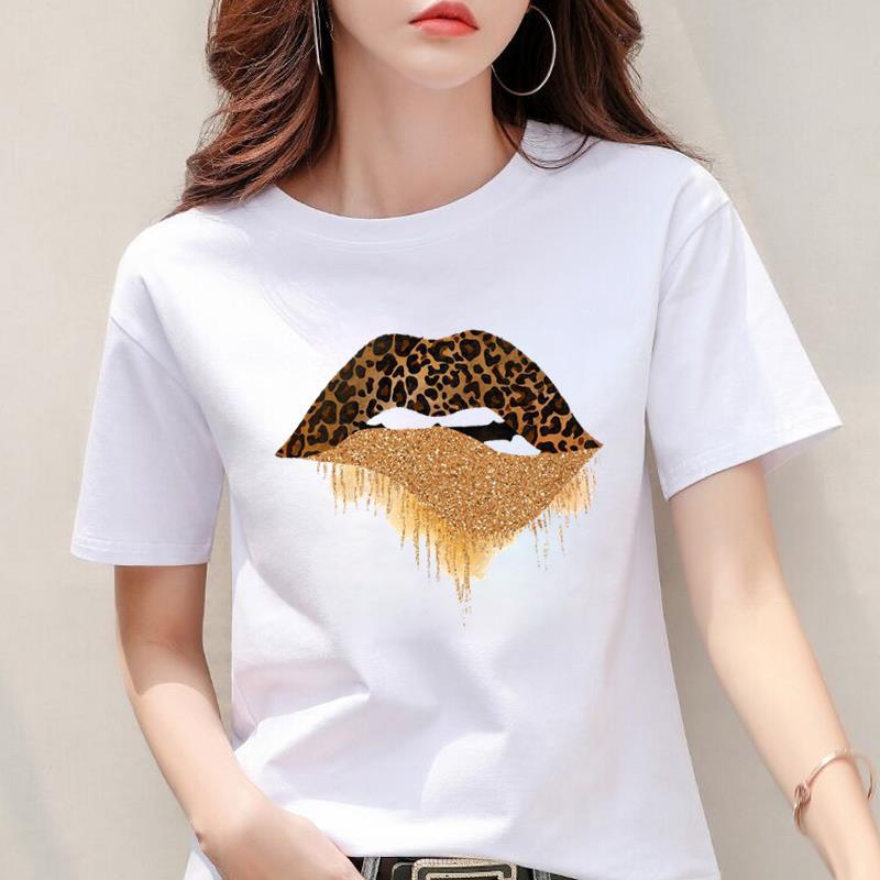 Modal Fabric Women's Leopard Print Heart Printing New Short Sleeve