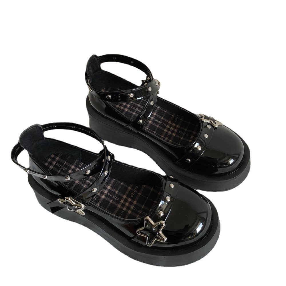 Dark Retro Small Leather Shoes Female Loli Soft Girl