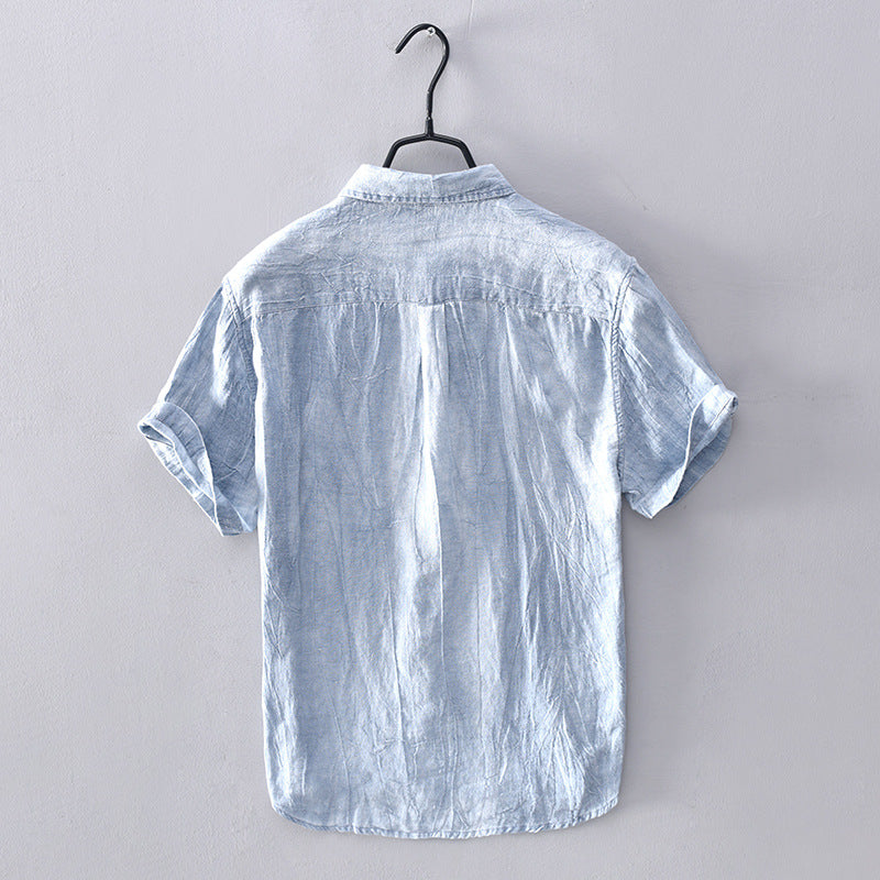 Men's Chinoiserie Vintage Pleated Linen Shirt