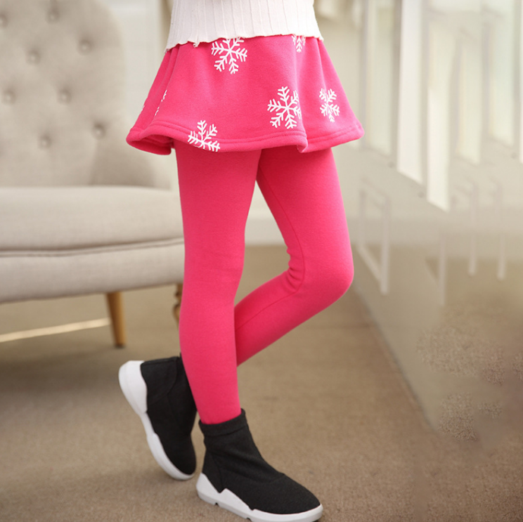 Fashion Girls Snowflake Print Plus Velvet Leggings