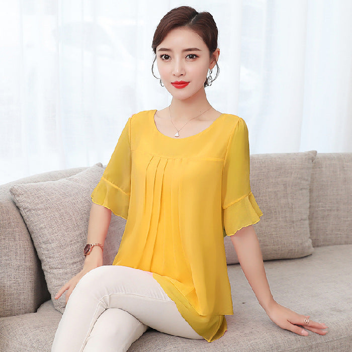 Women's Summer Plus Size Loose Top Chiffon Shirt