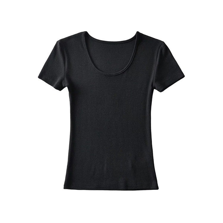 Women's Solid Color Round Neck Pullover Short Sleeve T-shirt