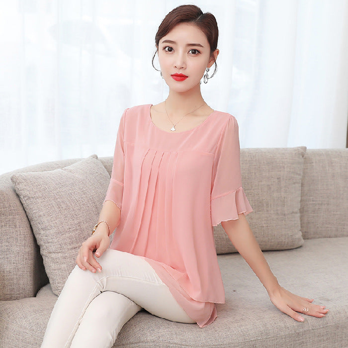 Women's Summer Plus Size Loose Top Chiffon Shirt