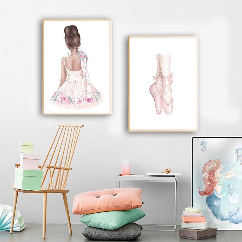 Cartoon Girl Canvas Poster Ballet Dancer Wall Art Nursery Baby Room Decoration Poster