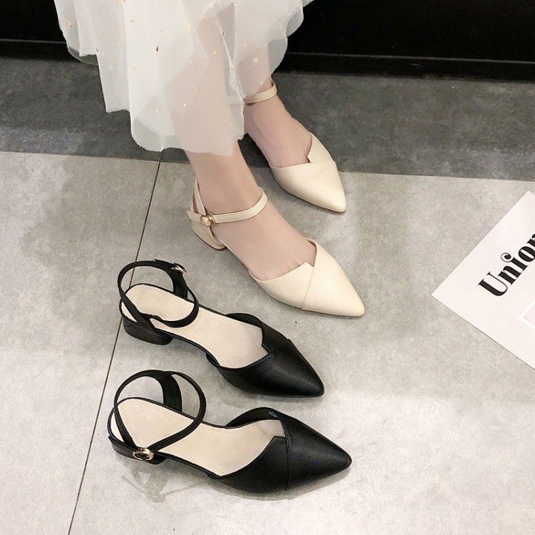 Summer Baotou Sandals Female Fairy Wind Heel Single Shoes Pointed Toe Women's Shoes