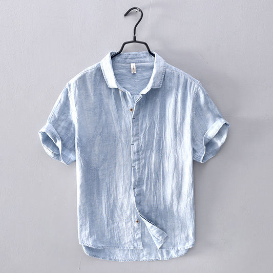 Men's Chinoiserie Vintage Pleated Linen Shirt