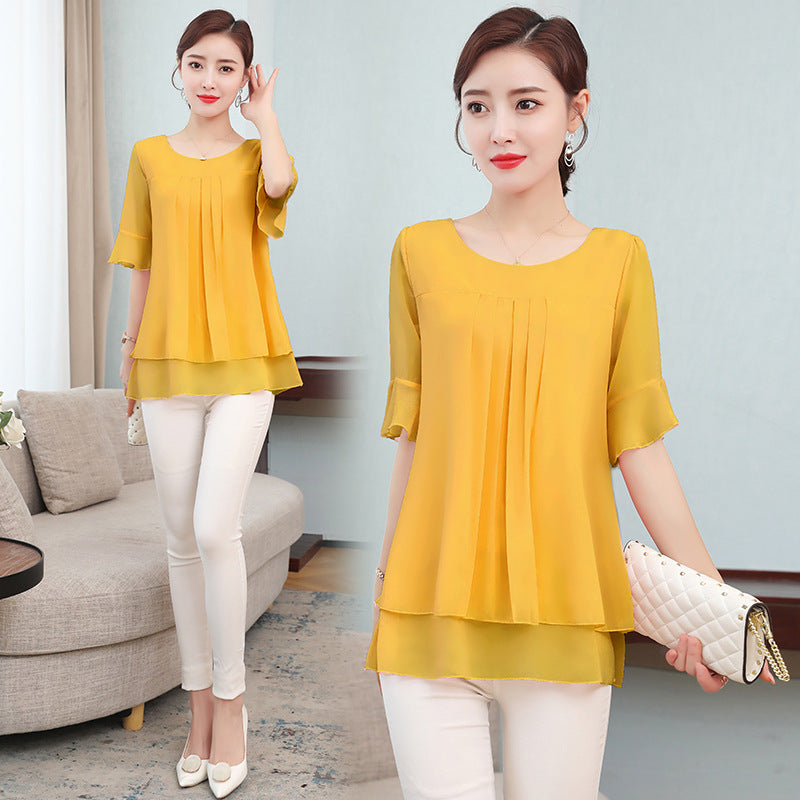 Women's Summer Plus Size Loose Top Chiffon Shirt