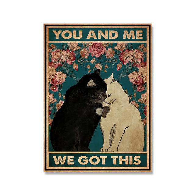 Black Cat Butt Napkin Poster Nordic Canvas Painting