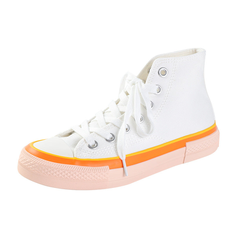 Cream Canvas Shoes Female Students High-top