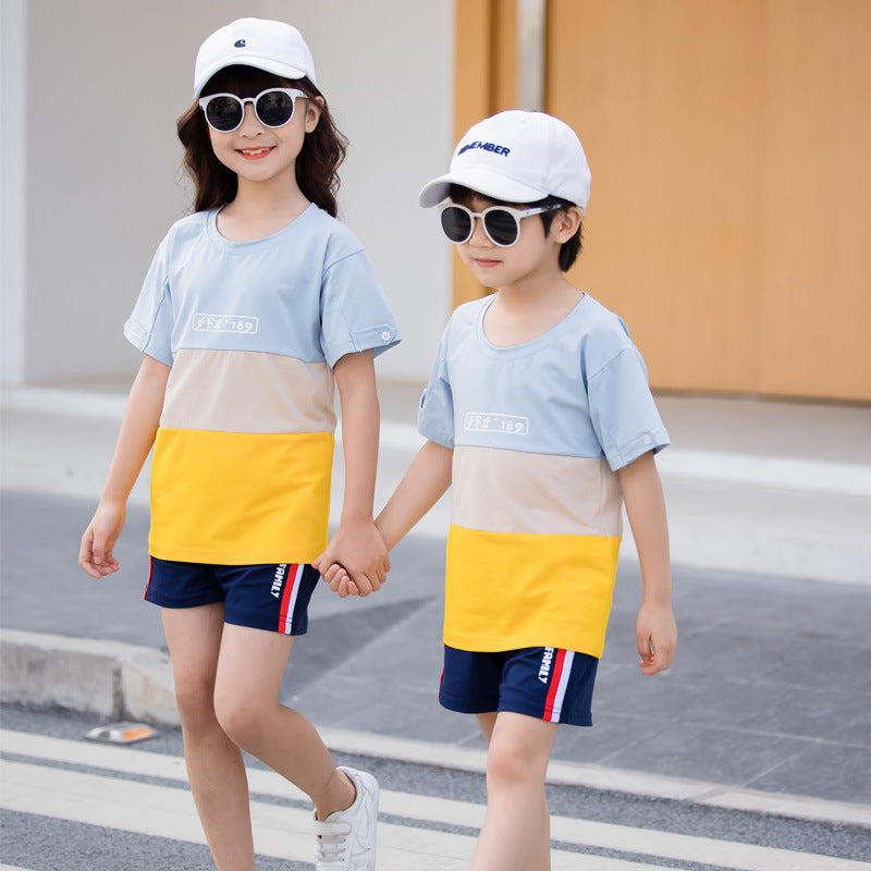 Fashion Striped Family Matching Outfits Summer Casual T Shirt Shorts Sets Couples Parentage Pajamas Holiday Outdoor Suits