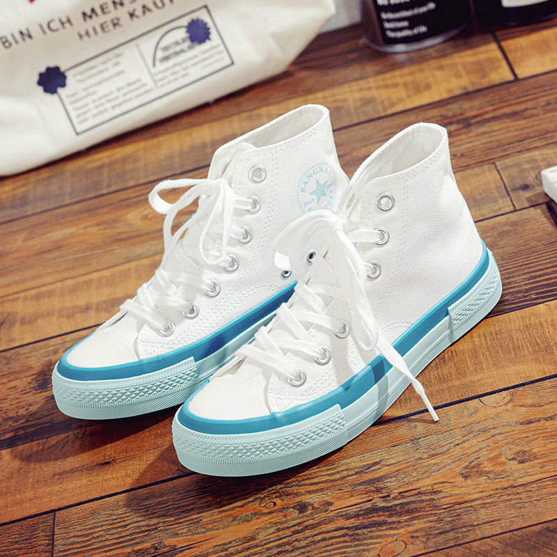 Cream Canvas Shoes Female Students High-top