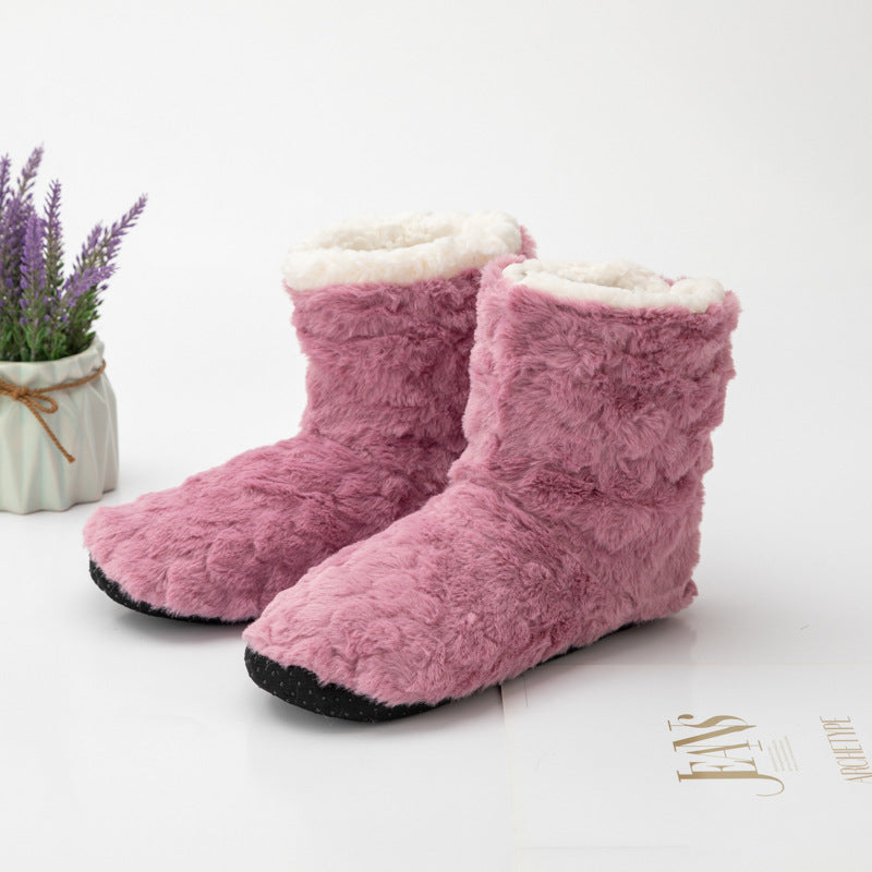 Floor Shoes And Boots Thermal Extra Thick With Fleece Indoor Shoes Non-slip Female Boots