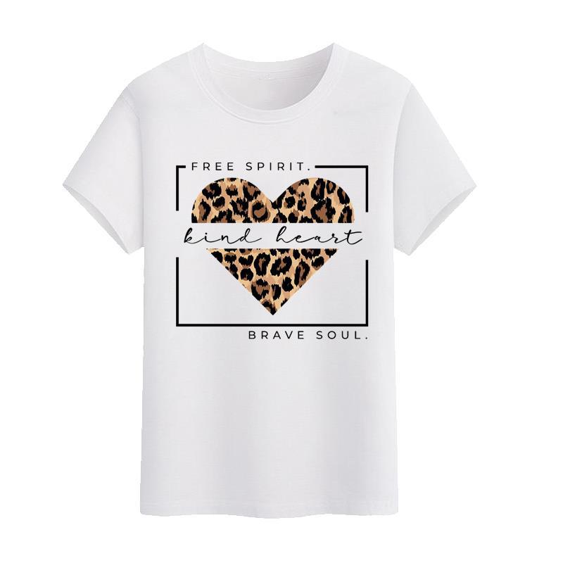 Modal Fabric Women's Leopard Print Heart Printing New Short Sleeve