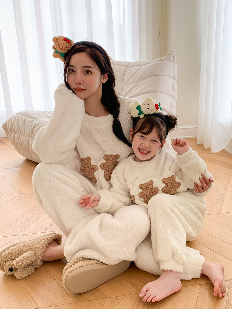 Parent-child Clothing New Fashion Winter Coral Velvet Home Wear Pajama Suit