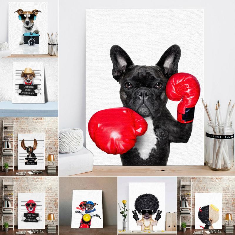 Frameless Nordic Style Boxing Dog Canvas Print Art Poster